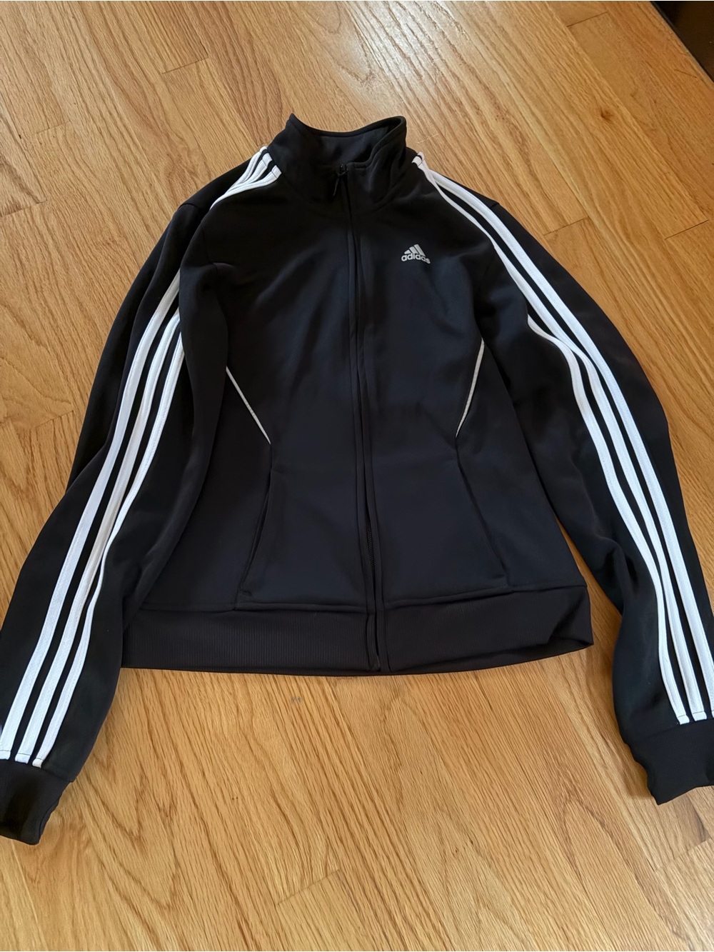 adidas Black Track Bomber Jacket with White Stripes